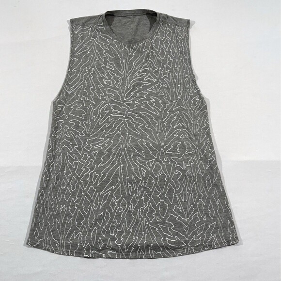 Lululemon Muscle Hustle Tank Top Womens Gray Print Lightweight Active Sz 6 - Picture 2 of 9
